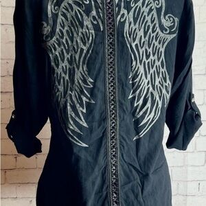 Black Shirt with Wing Design